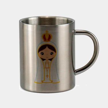 Imagem de Caneca de Inox Premium Prateada 400ml Nossa Senhora De Fatima Desenho 
