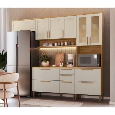 Imagem de Cozinha Completa Modulada 4 Peças 186,7cm 100% Mdf Estônia Espresso Móveis Amêndoa/Off White