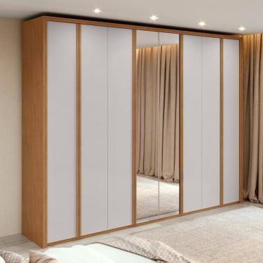 Imagem de Guarda-roupa Casal 100% Mdf 8 Portas Easy Glow Com Espelhos Amendoa Clean/off White