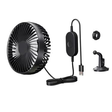 Imagem de XLWLLNJ Ventilador de resfriamento do carro USB 3 velocidades Ajustável Compacto portátil Fil de circulação de ar 12V 24V para caminhão RV SUV Sedan Van, Preto