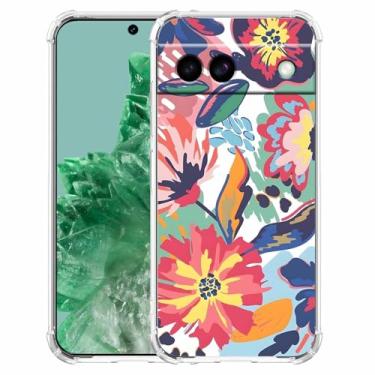 Imagem de malegaon Pintura de flores em aquarela estampa floral estética, capa completa de TPU macio moderno para Google Pixel 8a
