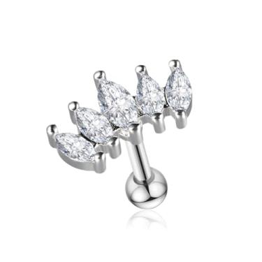 Imagem de FLORA PIERCING MINIBARBELL PRATA 925 CLUSTER 5 PEDRAS ZIRCÔNIA 1.2X8mm