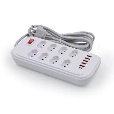 Imagem de Extensão Elétrica Filtro De Linha 3 Metros 8 Tomadas 5 Usb 1 Usb-c Biv
