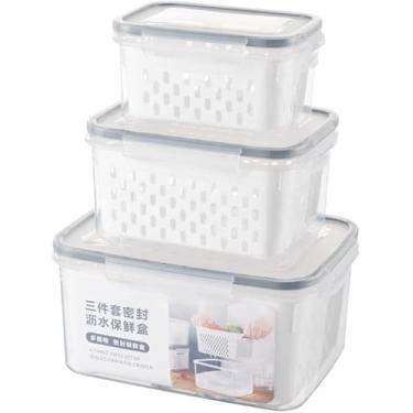 Imagem de Organizador Com 3 Potes Herméticos De Geladeira Para Frutas, Alimentos Inclui Cesto