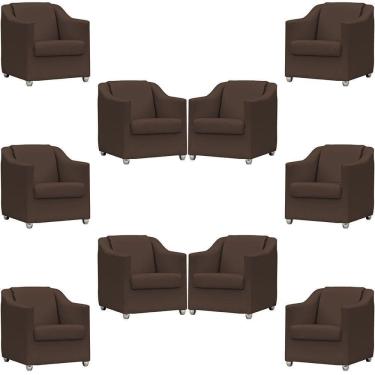 Imagem de Kit 10 Poltronas Mila Corino Cores Pé De Plástico Cromado - Marrom Corino