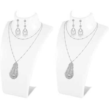 Imagem de 2 peças de suporte de exibição de joias, suporte de exibição de busto para colar, manequim, modelo, loja, joalheria, branco,