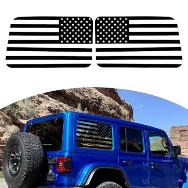 Imagem de x xotic tech Adesivo decalque de janela traseira da bandeira americana compatível com Jeep Wrangler JL JLU 2018-up 4 portas, vinil pré-cortado vidro janela traseira bandeira dos EUA adesivo acessórios