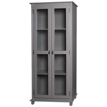 Imagem de Cristaleira Lateral 2 Portas de Vidro e 3 Prateleiras Cinza