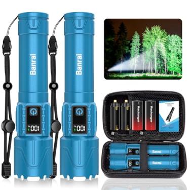 Imagem de Lanternas táticas recarregáveis de alto lúmens. Luz de LED super brilhante de 5000 mAh, lanterna USB C à prova d'água portátil para casa, carro, acampamento, emergências, 5 modos, zoom (2, turquesa)