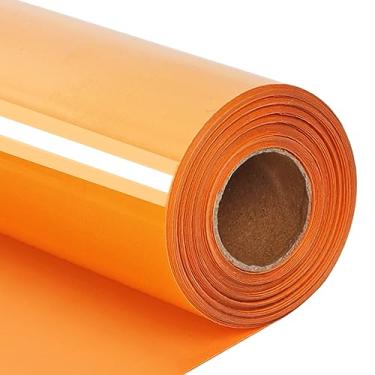 Imagem de guangyintong Vinil De Transferência Térmica Guangyintong, Rolos Htv Laranja 30 Cm X 7,6 M Para Camisetas, Superfície Brilhante, Fácil Cortar E Com Design Removível
