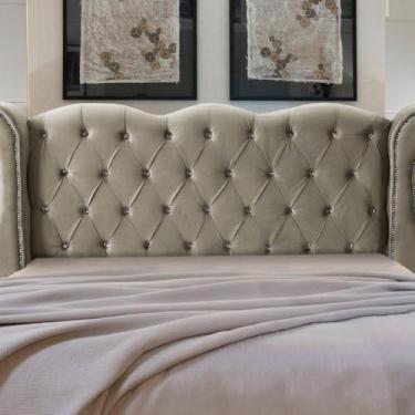 Imagem de Cabeceira Casal Safira com Pés e Fixação para Box (Capuccino)