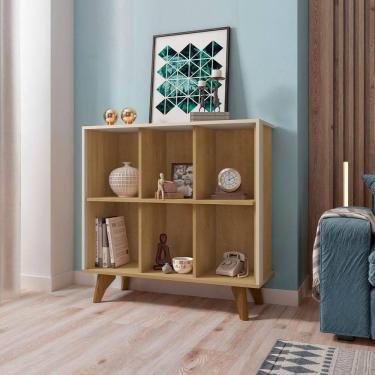 Imagem de Estante Organizadora De Livros Com 6 Nichos Modelo Panamá Cinamomo Off White