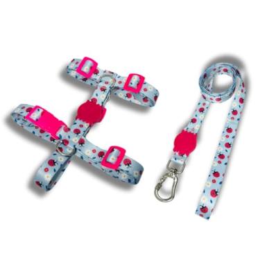 Imagem de Coleira Peitoral Tipo H para Cães - Anti-Puxão com Guia de 1,10m | Varias Estampas (Joaninha,G)