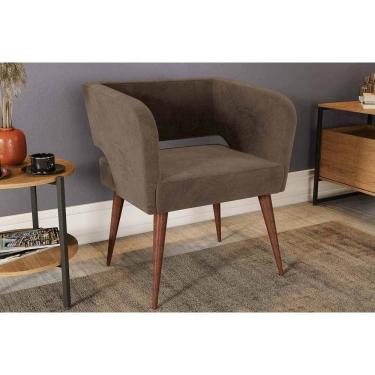 Imagem de Poltrona Decorativa p/ Sala Antara Carvalho/Suede Capuccino - Kappesberg