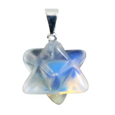 Imagem de Colar Merkaba Pedra da Lua Opalina Presilha Prateada