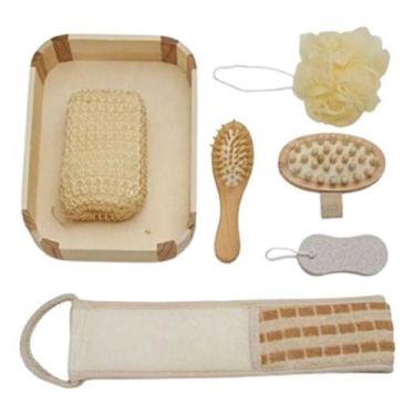 Imagem de Kit 7 Acessórios P/ Banho Spa Em Casa Madeira Banheiro  - KIT SPA