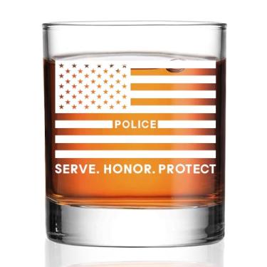 Imagem de Perfectinsoy Police Serve Honor Protect Whisky Glass, Law Enforcement First Responders, presentes ideais para oficiais, xerife, academia de polícia militar, graduação