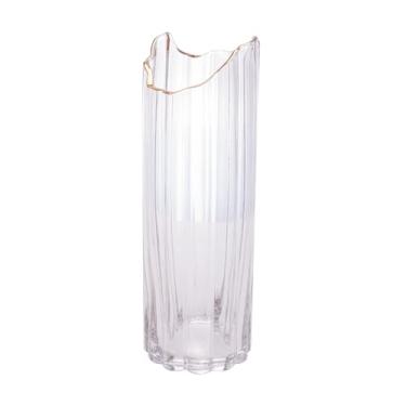 Imagem de WOLFF - Vaso de Vidro Com Borda Dourada - 10cm x 30cm - Transparente - Decoração - Mesa Posta - Vasos Decorativos