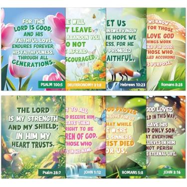 Imagem de 8 peças VBS 2025 pôsteres férias bíblia escola cristã quadro de avisos decorações domingo escola VBS religioso motivacional versículo bíblico pôsteres floresta cogumelo sala de aula para decoração de