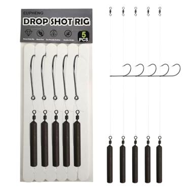 Imagem de EUPHENG Equipamento Drop Shot Para Pesca De Robalo, Kit Pronto Com Pesos Giratórios, Linha E Anzol, Várias Especificações Disponíveis (Anzol Nº 2/0 - Peso 1/4 Oz Quantidade 5)