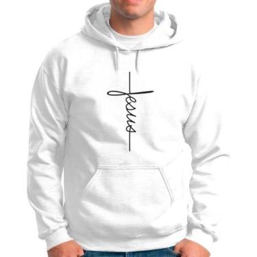 Imagem de Blusa Moletom Jesus Cruz Fé Gospel Top - 5053 - Core Base, Branco, G