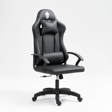 Imagem de Cadeira Gamer Escritório Giratória Couro Preta Ergonomica