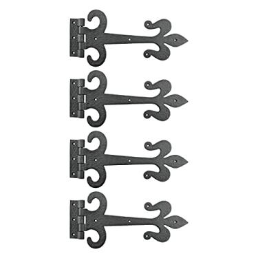 Imagem de Dobradiça de porta preta com alça de ferro forjada Fleur De Lis 30,48 cm, Preto, Pack of 4, 1