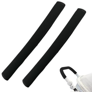 Imagem de Pacote com 2 capas de guidão de carrinho de bebê de 47,5 x 3,5 x 3,5 cm, capa protetora de alça de apoio de braço para carrinho de bebê, luvas de alça à prova de poeira, capa protetora universal