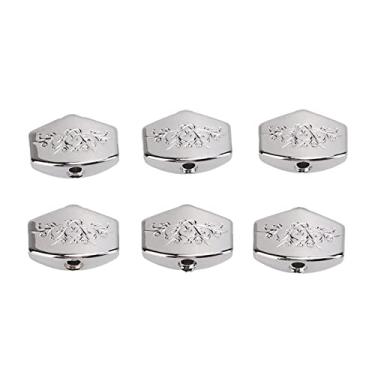 Imagem de Drfeify Metal Esculpido Big Square Square Tuning Peg Tuners Botão de Substituição de Botão para Reprodução Suave, Botões da Cabeça da Máquina de 6pcs para Entusiastas Guitarra, Material de Prata