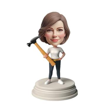Imagem de Faz-tudo de argila personalizado Lady Bobblehead from Your Photo Delightful Gift for Mom Wife Crafter Active Charm Decor Desktop Decor Handmade Keepsake Adequado para DIY Displays
