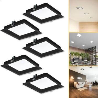 Imagem de 5 Plafon Painel Embutir De Led Quadrado 18w 4000K Recuado Bivolt Preto