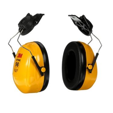 Imagem de 3M Protetor auditivo PELTOR Optime 98, suporte de tampa, H9P3E, 23 dB NRR, acessório de montagem universal, fones de ouvido de inclinação ajustável, compatível com E-A-Rfit, pacote com 1, amarelo