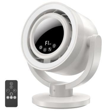 Imagem de Maoligo Ventilador de mesa com luz noturna para quarto, circulador de ar de mesa para escritório com 4 velocidades, inclinação de 90°, oscilação de 180°, ventilador de mesa ultra silencioso para uso