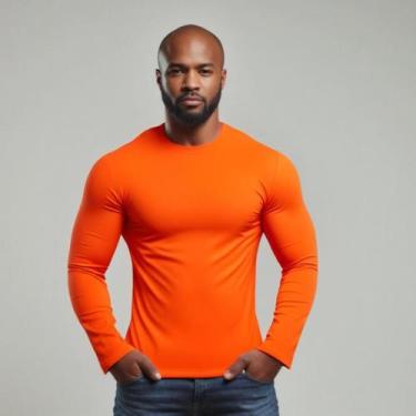 Imagem de Camisa Manga Longa Masculina UV 50+ Dry Fit Esportiva Laranja - Fantas