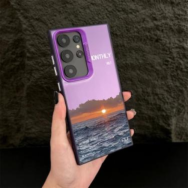 Imagem de YOGISU Capa protetora para Samsung A56 com revestimento Seaside Sunset (para Samsung A56/Purple Shu)