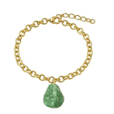 Imagem de Pulseira de Quartzo Verde - Cristal Natural, Banho Ouro 18k