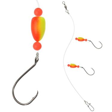 Imagem de YELARXI Boias de pesca, boias de 99 cm, boias deslizantes, rolhas flutuantes, boias pesadas, equipamento de pesca para água salgada e água doce (pacote com 4, amarelo avermelhado)