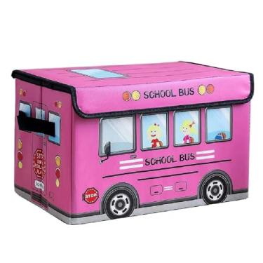 Imagem de BAU CAIXA INFANTIL MULTIFUNCIONAL DOBRAVEL COM TAMPA ROSA