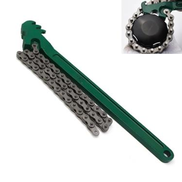 Imagem de MOXRUQ Chave de corrente de 40,6 cm, chave de filtro de óleo de catraca resistente ajustável para filtro de óleo e combustível de 3,8 cm a 20,3 cm de diâmetro (verde)