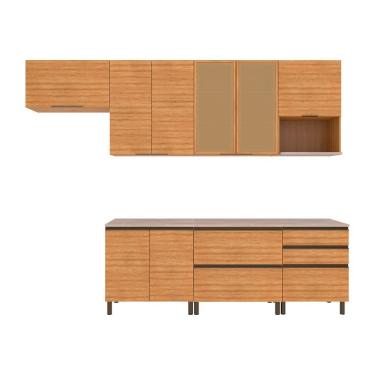 Imagem de Cozinha Completa Bartira Cristal Com 10 Portas 5 Gavetas Lâmina Mel