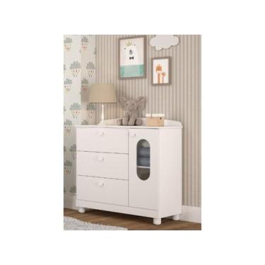 Imagem de Cômoda Bebê Permobili Fofura 03 gavetas 01 porta MDF, Branco
