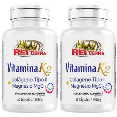 Imagem de Kit 2 Vitamina K2 + Colágeno Tipo 2 + Magnésio 120 Cápsulas - Rei Terr