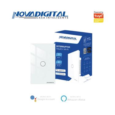 Imagem de Interruptor inteligente Lite 1 botão touch Wi-Fi branco Novadigital