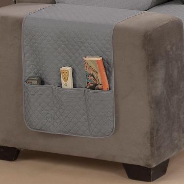 Imagem de Protetor De Sofá Padrão 4 Lugares Impermeável 100% Poliéster Cor:cinzapreto