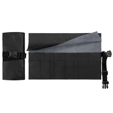 Imagem de Under NY Sky Estojo Porta Tesoura - Salão de Beleza, Barbearia - Case Rolo Portátil em Couro Legítimo para Corte de Cabelo, Pente, Pincél, Lápis Maquiagem - Barbeiro, Cabeleireiro, Maquiador - Preto