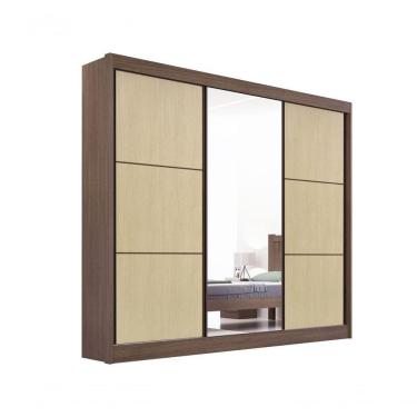 Imagem de Guarda Roupa Cristal Casal 3 Portas Sem Pés 6 Gavetas D` Doro Castanho/linho