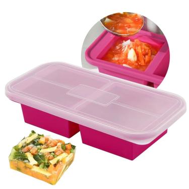 Imagem de Moldes para congelador AgiGear Silicone 500 mL e 250 mL com tampas e 2 xícaras