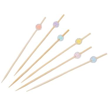 Imagem de Miçangas fofas descartáveis espetos de bambu aperitivo, coquetel de palitos de frutas, sanduíche, sobremesa, palitos longos para festa de aniversário, decoração de comida, palitos de coquetéis