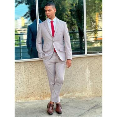 Imagem de Terno Masculino Super Slim Poliviscose Cáqui Claro-Masculino