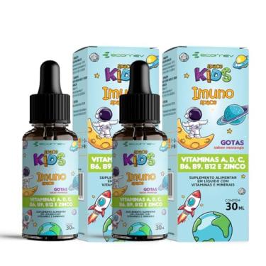 Imagem de Multivitaminico Infantil - A D C B6 B9 B12 e Zinco - Sabor Morango 30Ml - Ecomev (Kit 2)